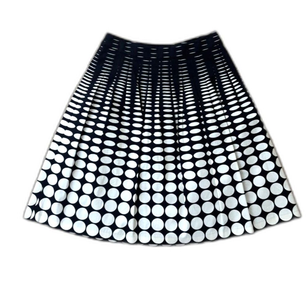 NWT Talbots Pleated Midi Skirt Optical Geometric Black White 4P $119 - Picture 3 of 6